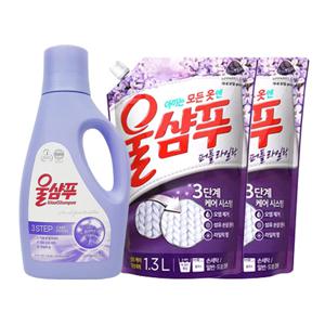 애경 울샴푸 퍼플 라일락 용기 1L + 퍼플 라일락 리필 1.3L x2