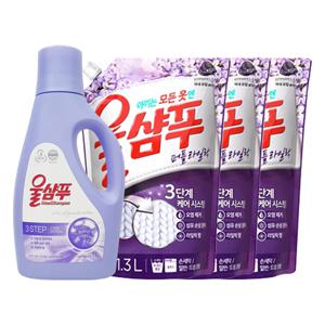 애경 울샴푸 퍼플 라일락 용기 1L + 퍼플 라일락 리필 1.3L x3