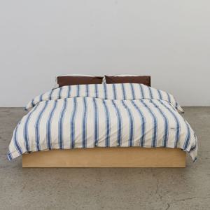 French Blue Stripe button Duvet Cover