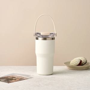 TO GO 휴대하기 편리한 대용량 핸들 텀블러 600ml 크림