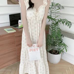 플로라 프릴 캡내장 나시 원피스 잠옷 여름 홈웨어