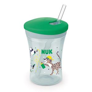 누크 간편 세척 흘림방지 액션컵 유아 어린이 빨대컵 230ml 그린