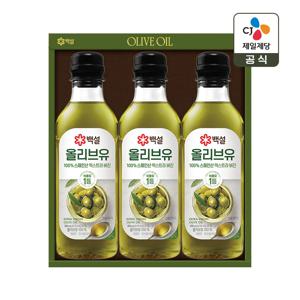 CJ 선물세트 백설 압착 올리브유 2호 쇼핑백포함