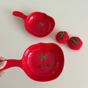 POMODORO 토마토 고양이 손잡이 앞접시 홈카페 디저트 소스볼