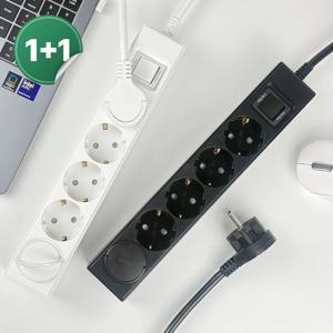 1+1 국산 납작 멀티탭 과부하차단 절전 스위치 5구