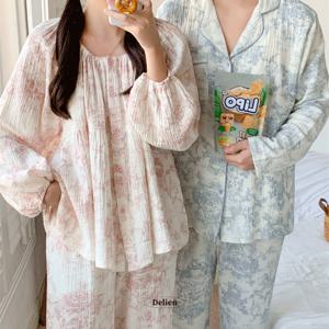 요루면 커플 잠옷세트 원피스 남성 여성 파자마 레스트 노카라 임산부 빅사이즈 홈웨어