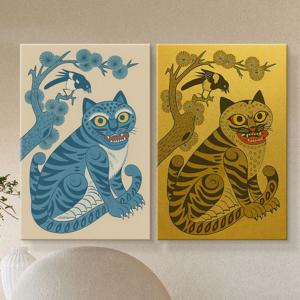 풍수 길운호작도 동양화 호랑이 그림 거실 현관 인테리어 캔버스 액자 4종