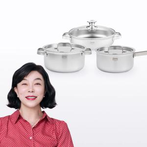 무연마제 스테인리스 통5중 냄비 3종세트 (편수16cm+양수20cm+전골24cm)