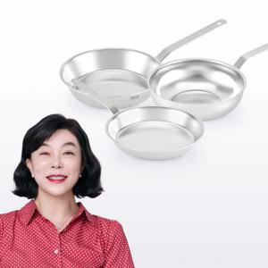 무연마제 스테인리스 통5중 프라이팬 3종 세트 (프라이팬 24cm+28cm+웍24cm)