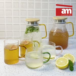 이태리 am 물병1200ml+물잔 350ml(4개) 해머톤 내열강화유리