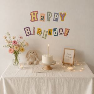 해피벌스데이3 생일 스티커 벽지 아이방 HAPPY BIRTHDAY 리무버블 데코
