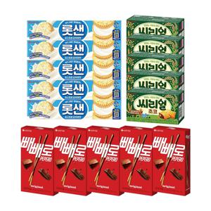 롯샌 파스퇴르 우유맛x5+씨리얼x5+초코빼빼로x5