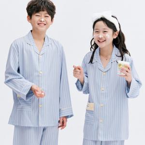 키즈 블루시 실크핏 긴팔 파자마 간절기 잠옷 상하세트