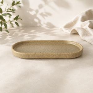 샌드 그레인 직타원 접시 1호 (가로 21.2 cm) 도자기 접시 예쁜 접시 답례품 접시
