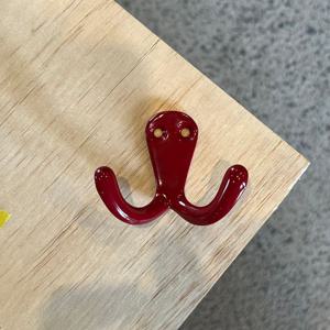 70s Italy Postmodern Red Metal Double Wall Hook