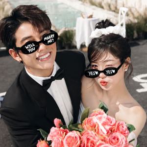웨딩 촬영 소품 레트로 파티 안경 2종 세트셀프 부착 웨딩촬영 프로포즈 촬영 인생네컷