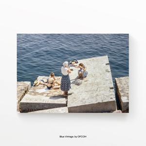 Blue Vintage 가로형 포스터 (여름 바다 클래식 앤티크 액자, 빈티지 블루)