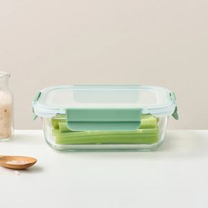 클리어글라스 완벽분리 직사각 유리밀폐용기 640ml