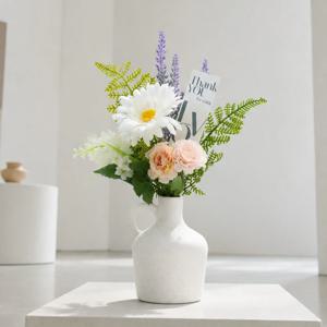 거베라 라벤더 조화 도자기 화병 set 25x35cm 인테리어 꽃 테이블 장식
