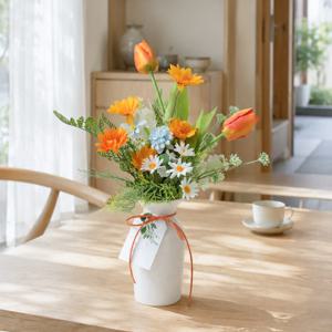 망고튤립 데이지 조화 도자기 화병 set 33x43cm 인테리어 꽃 테이블 장식