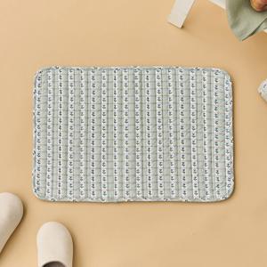 L 체크 들꽃 퀼팅 발매트 아이보리 40x60