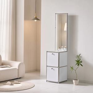 스틸 디자인 Q형 모듈 2단 거울 수납장 2colors