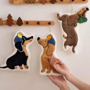 닥스훈트 극세사 핸드타올 고리 수건 (3colors)