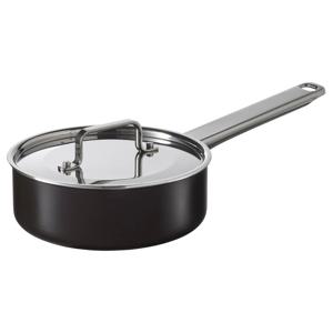 굴되링 편수냄비+뚜껑 소스팬 논스틱코팅 인덕션 스테인리스/블랙그레이 1L
