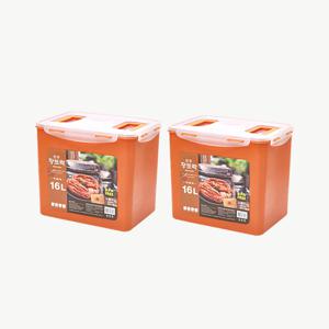 황토락 진공밀폐 김치통 6호(특대)-16L 2P