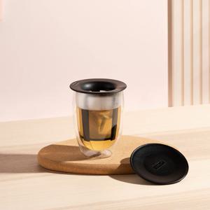 보덤 티 포 원 더블월 글라스 + 티 스트레이너 세트 350ml 블랙