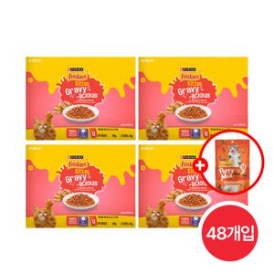 프리스키 주식파우치 그레이비 키튼 치킨 70g 48팩+파티믹스 60g 1봉증정