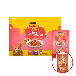 프리스키 주식파우치 그레이비 키튼 치킨 70g 12팩+파티믹스 60g 1봉증정