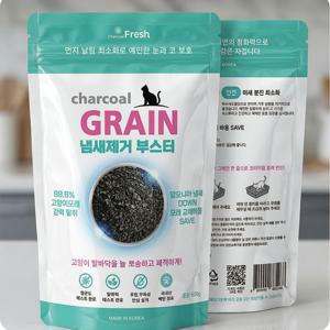 국내산 백탄 참숯 고양이 모래 탈취제 차콜프레시 그레인 세트(500g 3개 SET)