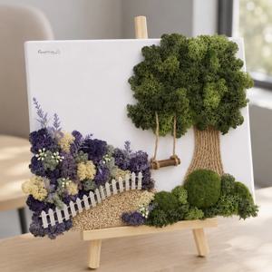 라벤더 들판 스칸디아모스 캔버스 액자 이젤 set 40x37cm 장식 소품