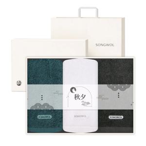 40수 포인트 세면타올 200g 3매 추석 옥토끼 띠지 선물세트 (크림상하+쇼핑백)