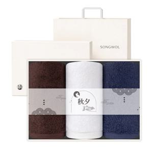 헤비무지 30수 190g 호텔수건 3매 추석 옥토끼 띠지 선물세트 (크림상하+쇼핑백)