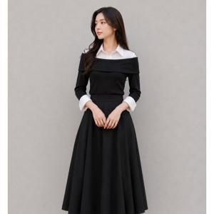 JJ지고트 카라 셔츠 배색 티블라우스 GS9N0BL351