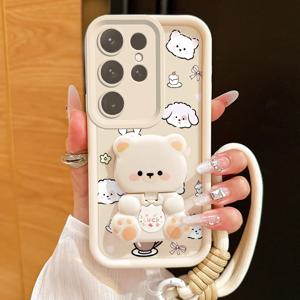TEMU 갤럭시 S24/S25 울트라/S25 플러스/S25/S25 FE/S26 플러스/S26 울트라/S26/S24 FE용 폰 케이스 커버, 스탠드와 랜야드 포함 귀여운 강아지, 편안한 그립감, 가볍고 인기 있는 갤럭시 S24용으로 디자인됨