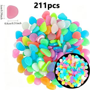 TEMU 211개/108.78g 야광석, 1.02cm 사이즈 혼합 색상 야광 장식, 수족관, 어항, 인도, 정원길, 파티오, 데크, 잔디, 마당 장식용, 자갈 장식, 햇빛을 받으면 어둠 속에서 빛나는 돌