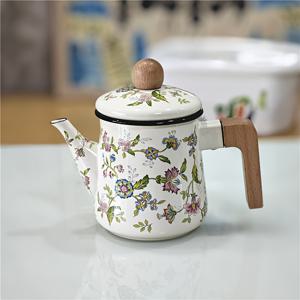 TEMU 1개 두꺼운 에나멜 1.2L 에나멜 커피포트, 오일포트, 물주전자, 에나멜 물통, 에나멜 냄비, 밀크티포트