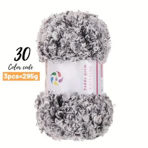 TEMU 300G 모조 테디 플러시 얀 모조 인조 모피 숱 얀 손뜨개 재료 가을 겨울 패션 스카프 스웨터 백팩 쿠션 담요 신발 얀 볼 3개/팩