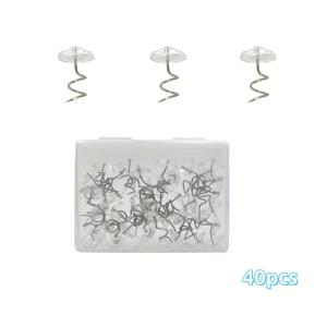 TEMU 40/100개 고양이 훈련 테이프 고정 핀, 투명 헤드 나사 핀, 커튼, 침대 스커트, 매트리스에 사용, 실용적인 가정용품, 보관용 플라스틱 상자 포함