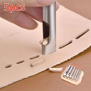 TEMU 5-Pack Oval Leather Punch Set - 스테인리스 스틸, 1.5-9mm DIY 가방, 신발, 벨트 - 헤비 듀티 크래프팅 툴 키트