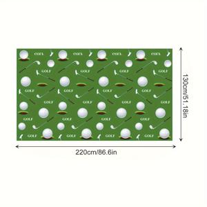 TEMU 1pc 골프 테마 PE 테이블 커버, 130x220cm, 생일 스포츠 파티용 플라스틱 테이블 클로스, 기계제작, 올 시즌, 전기 또는 배터리 필요 없음, 녹색 및 흰색
