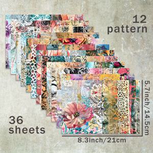 TEMU 36장의 A5 크기 스크랩북 용지(이국적인 꽃무늬 레이스 나비 배경), 불릿 다이어리 쓰레기 잡지 인사말 카드 배경 사진 앨범 및 공예에 적합