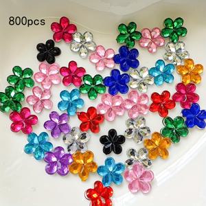 TEMU 800개 아크릴 꽃 장식, 멀티컬러 플로럴 펜던트, 6mm, 주얼리 제작, 목걸이, 팔찌, 발찌, 폰 케이스, 패션 장식에 적합