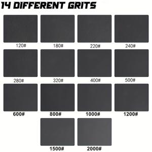 120~2000 그릿 샌드페이퍼 세트 (건식/습식 겸용), 작업용 연마에 적합, 미세한 사포 입자로 제품 가공에 이상적
