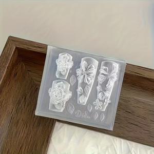 TEMU 1개 꽃 네일 몰드, DIY 레진 액상 몰드 호환, 내구성 있는 실리콘 3D 조각 스탬프, 우아한 릴리프 꽃 패턴 (장미, 데이지, 튤립) 핸드메이드 네일 아트, 키체인, 코인 참 제작용 - 재사용 가능한 공예용 프레스