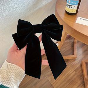TEMU 고급스러운 블랙 리본 대형 헤어클립, 여성용 뒷머리 핀, 데일리 커뮤트 파티, 크리스마스 선물, 새로운 스타일리시한 다용도 휴일 헤어 액세서리