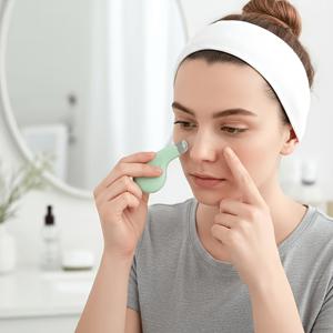 TEMU 남녀공용 성인용 순한 얼굴 모공 클렌징 기구 1개, 안전하게 모공을 청소하도록 특별히 설계됨. 텍스처 표면과 잡기 쉬운 연두색 손잡이가 있는 비전동 브러시. 모공 클렌징 도구